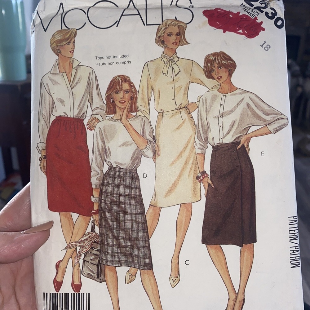 Vintage 1985 McCalls Sewing Skirt Pattern 2230 Size 18 Cut & Complete